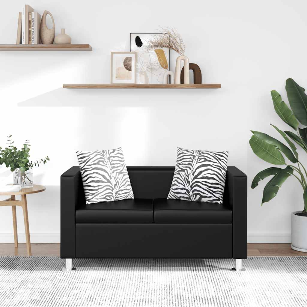 2-Sitzer-Sofa Kunstleder Schwarz