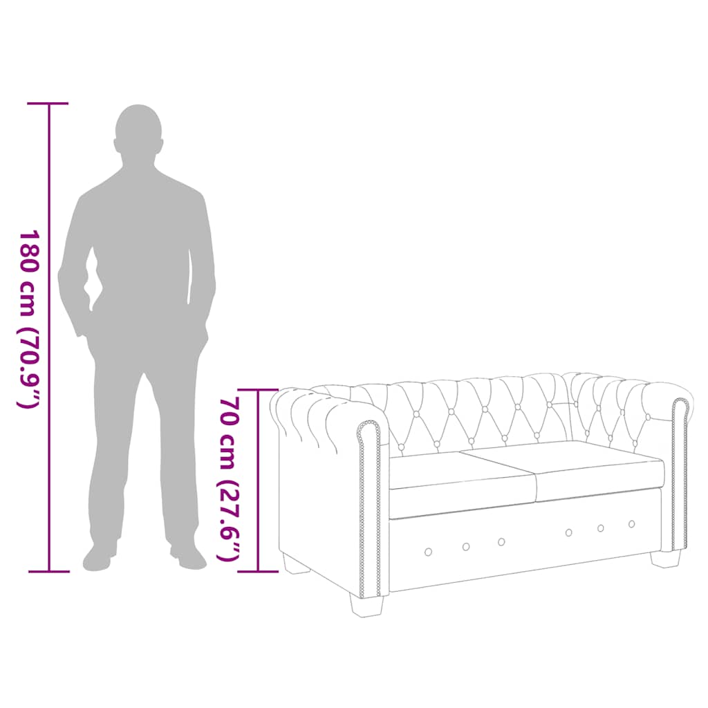 Chesterfield-Sofa 2-Sitzer Kunstleder Schwarz
