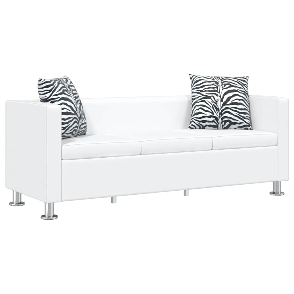Sofagarnitur Kunstleder 3-Sitzer + 2-Sitzer Weiß