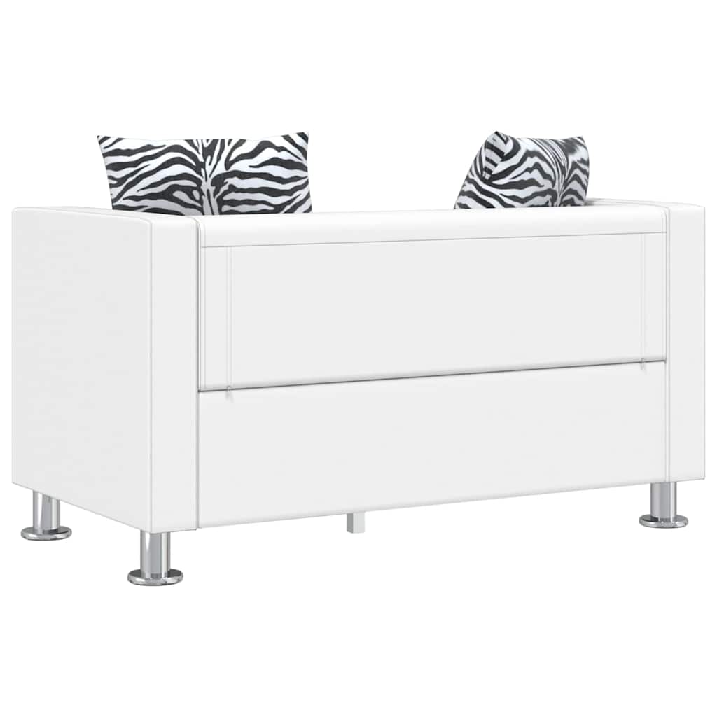 Sofagarnitur Kunstleder 3-Sitzer + 2-Sitzer Weiß