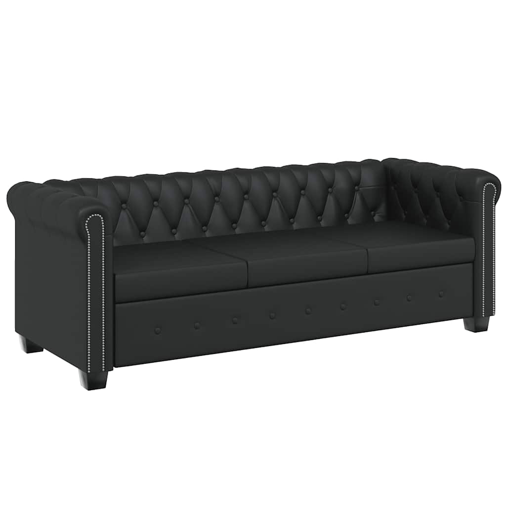 Chesterfield-Sofas 2-Sitzer und 3-Sitzer Kunstleder Schwarz