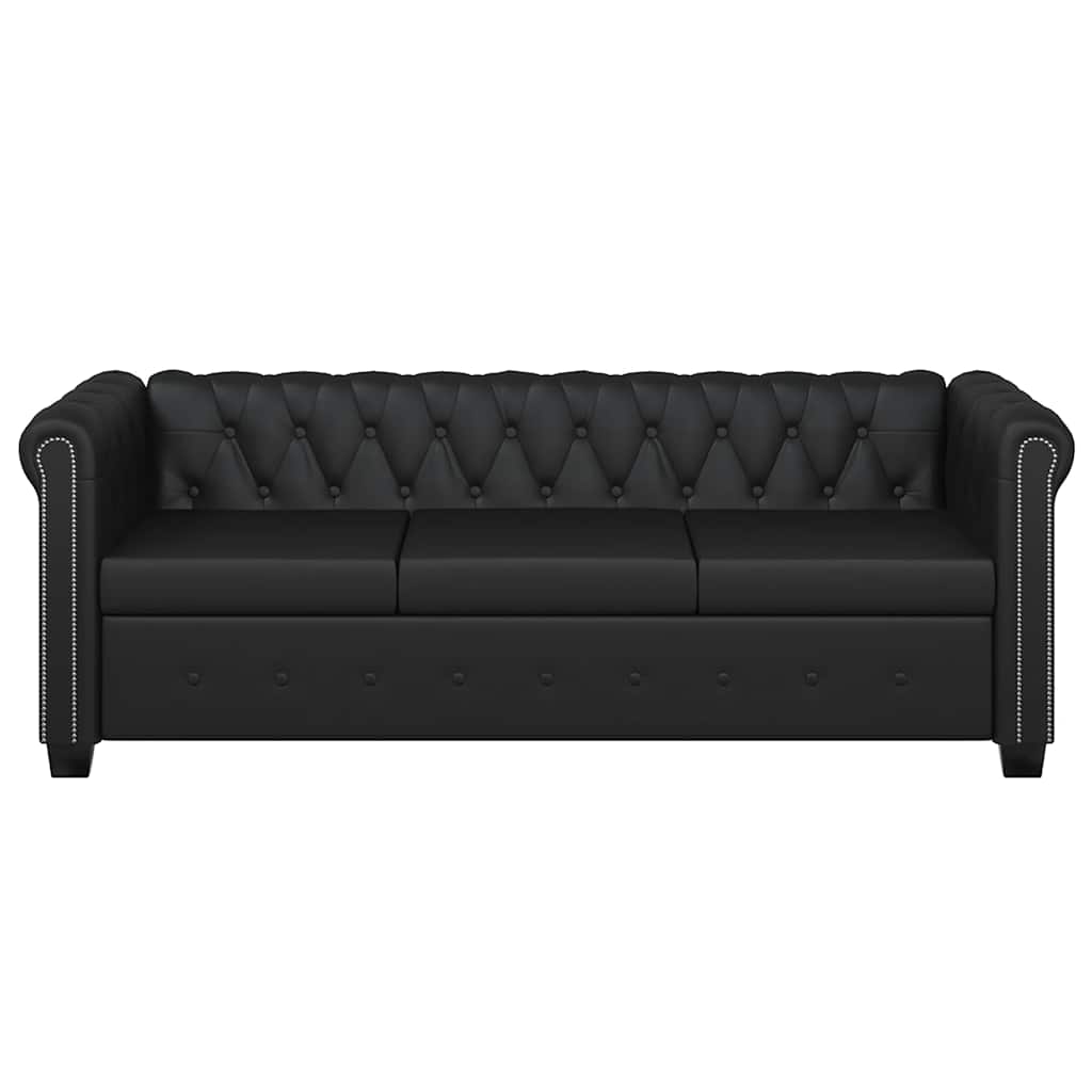 Chesterfield-Sofas 2-Sitzer und 3-Sitzer Kunstleder Schwarz