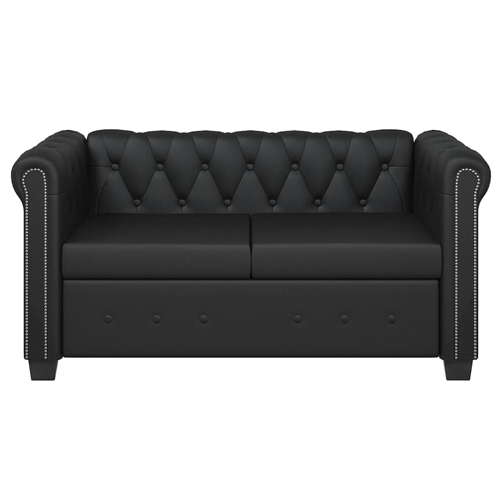 Chesterfield-Sofas 2-Sitzer und 3-Sitzer Kunstleder Schwarz