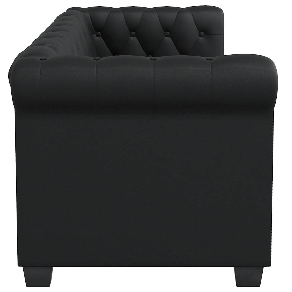 Chesterfield-Sofas 2-Sitzer und 3-Sitzer Kunstleder Schwarz