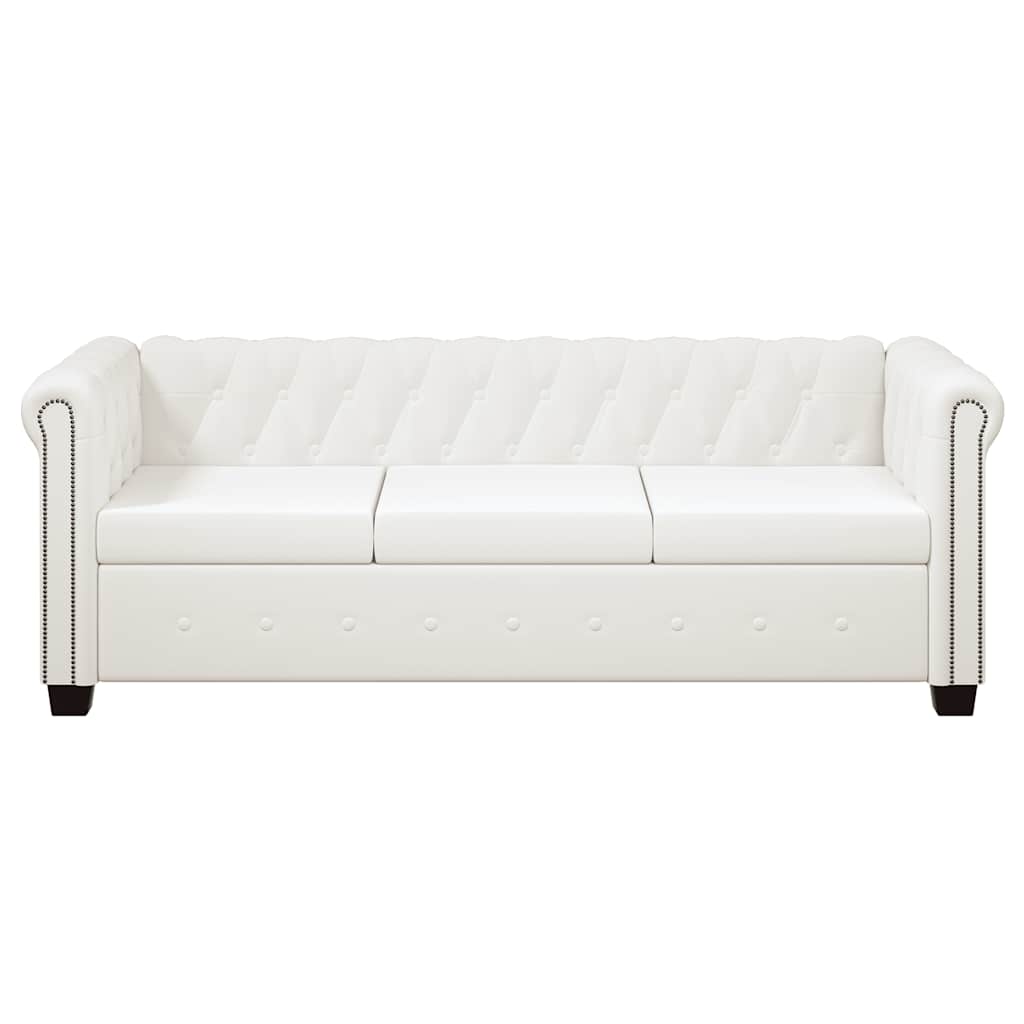Chesterfield-Sofas 2-Sitzer und 3-Sitzer Kunstleder Weiß