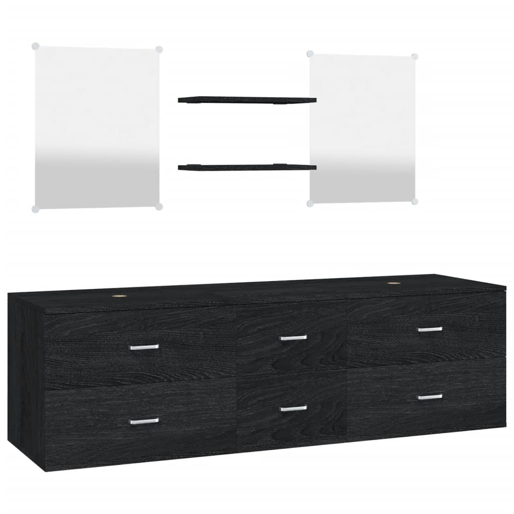 5-tlg. Badmöbel-Set Schwarz Holzwerkstoff