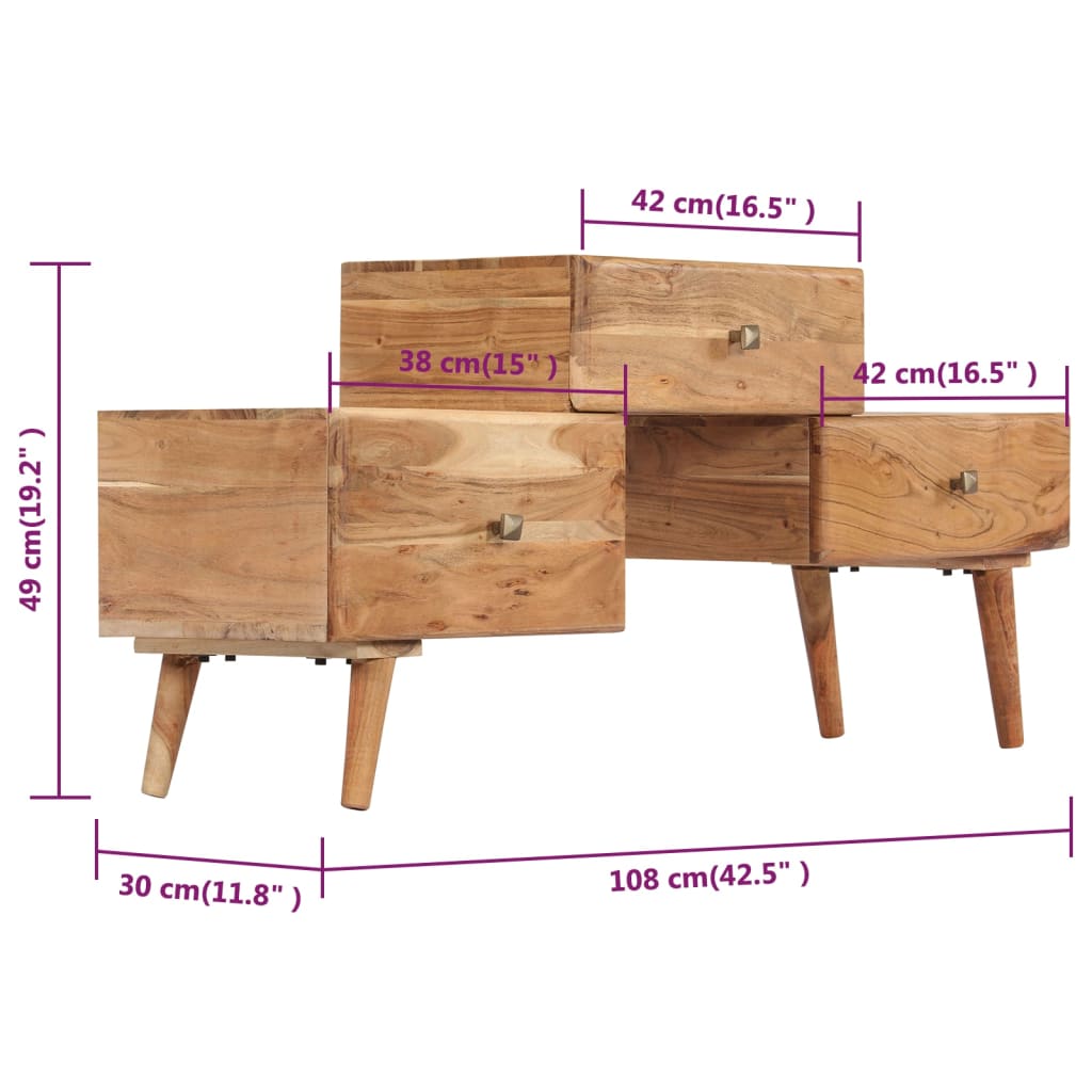 TV-Schrank 108x30x49 cm Massivholz Akazie
