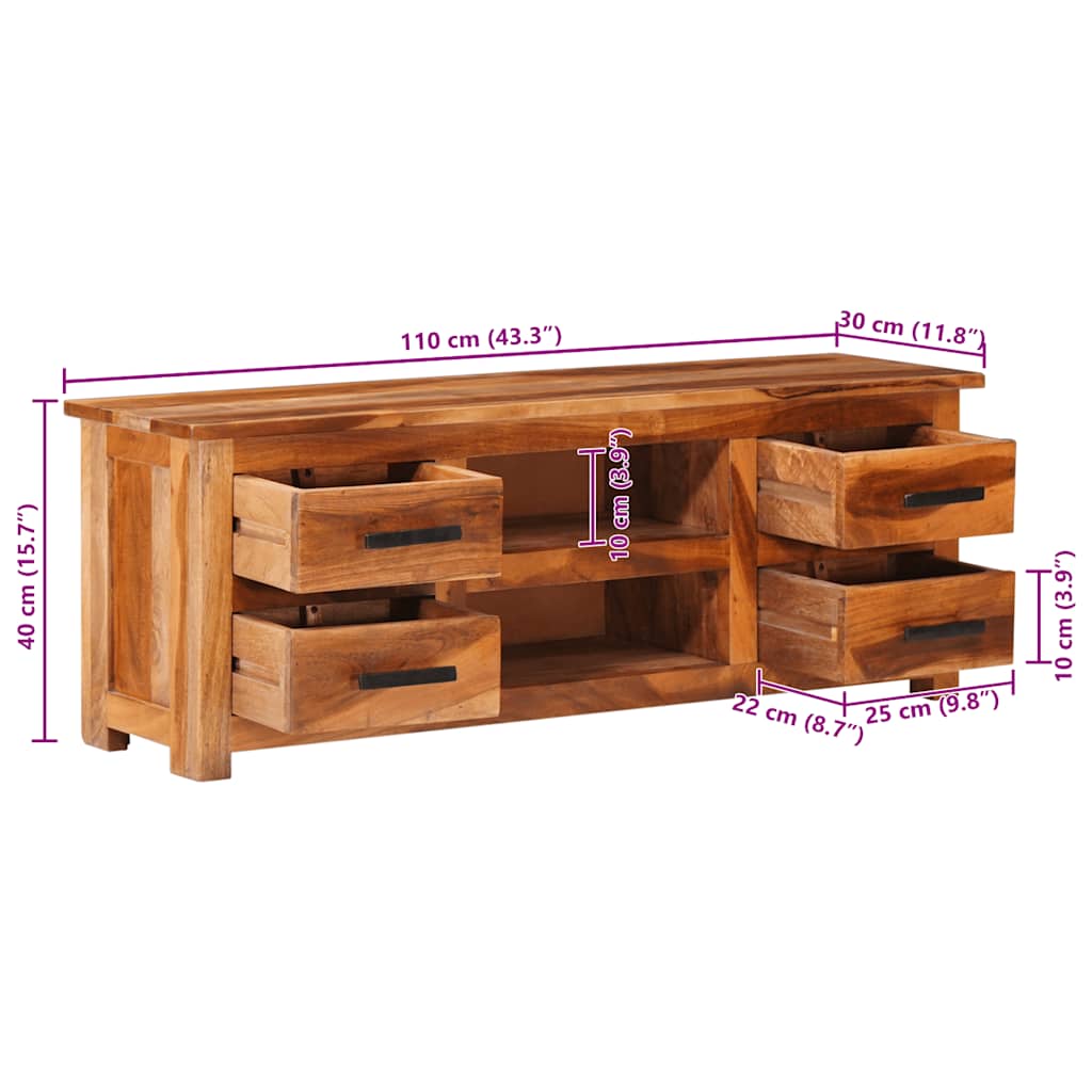 TV-Schrank 110x30x40 cm Massivholz