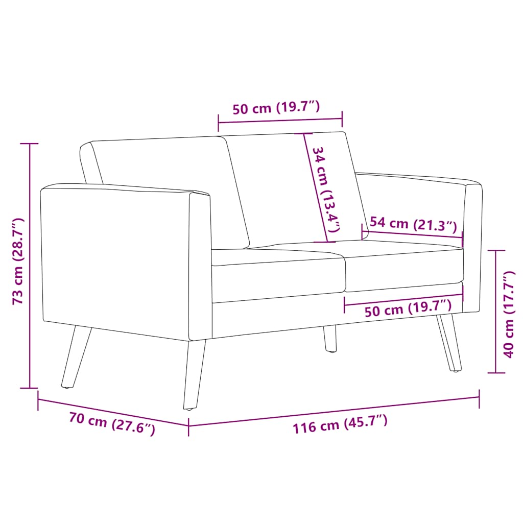 2-Sitzer-Sofa Stoff Taupe