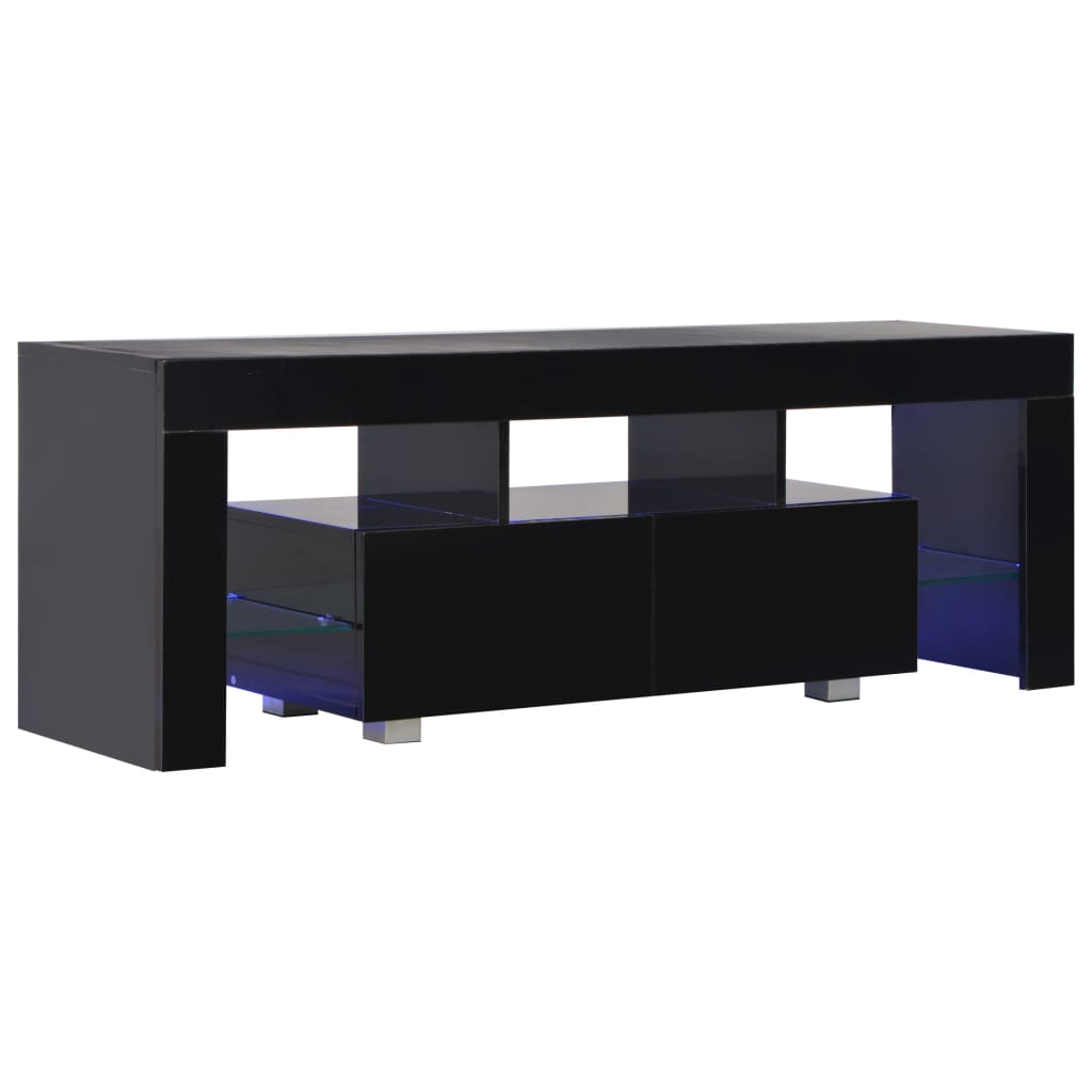 TV-Schrank mit LED-Leuchten Hochglanz-Schwarz 130x35x45 cm
