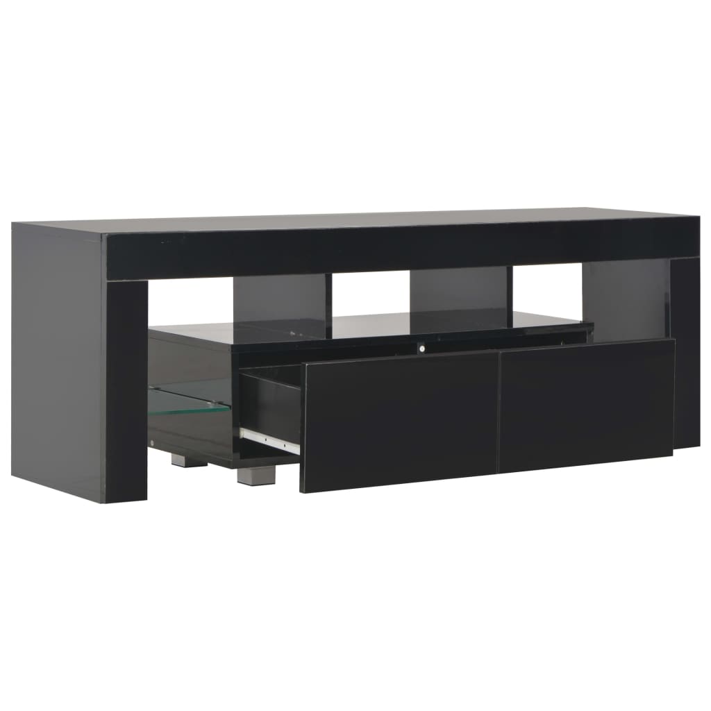 TV-Schrank mit LED-Leuchten Hochglanz-Schwarz 130x35x45 cm