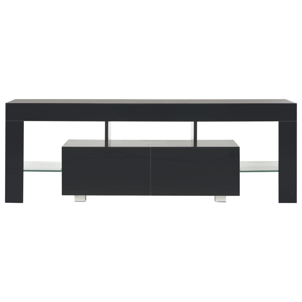 TV-Schrank mit LED-Leuchten Hochglanz-Schwarz 130x35x45 cm