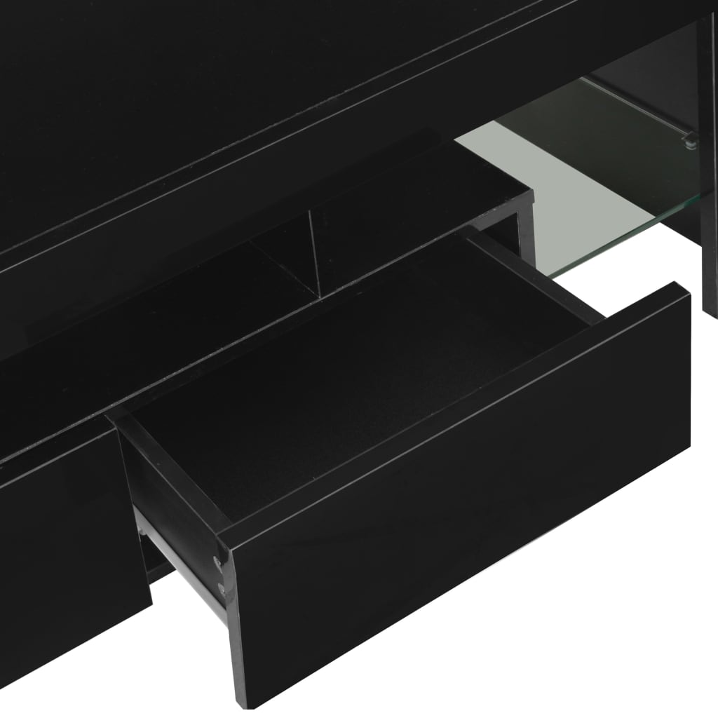 TV-Schrank mit LED-Leuchten Hochglanz-Schwarz 130x35x45 cm