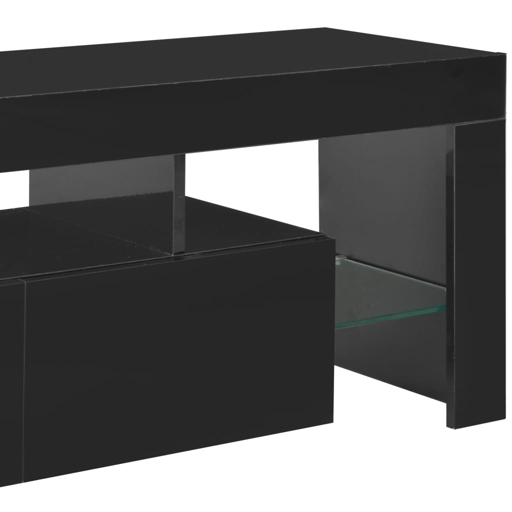 TV-Schrank mit LED-Leuchten Hochglanz-Schwarz 130x35x45 cm