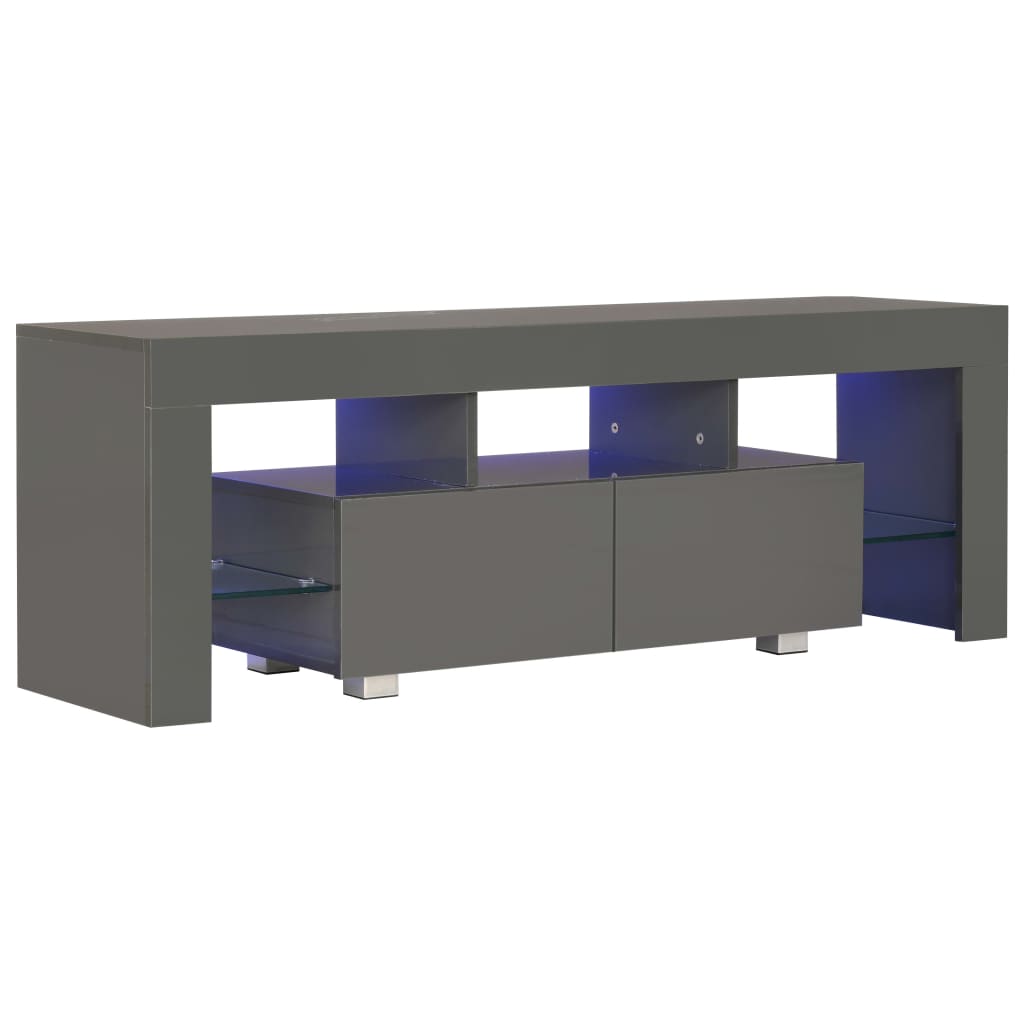 TV-Schrank mit LED-Leuchten Hochglanz-Grau 130x35x45 cm