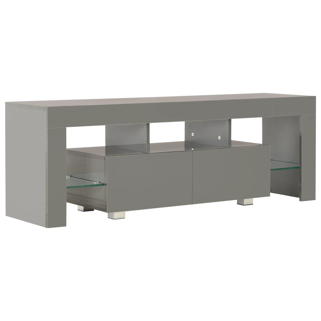 TV-Schrank mit LED-Leuchten Hochglanz-Grau 130x35x45 cm