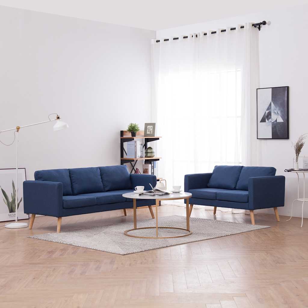 2-tlg. Sofagarnitur Stoff Blau