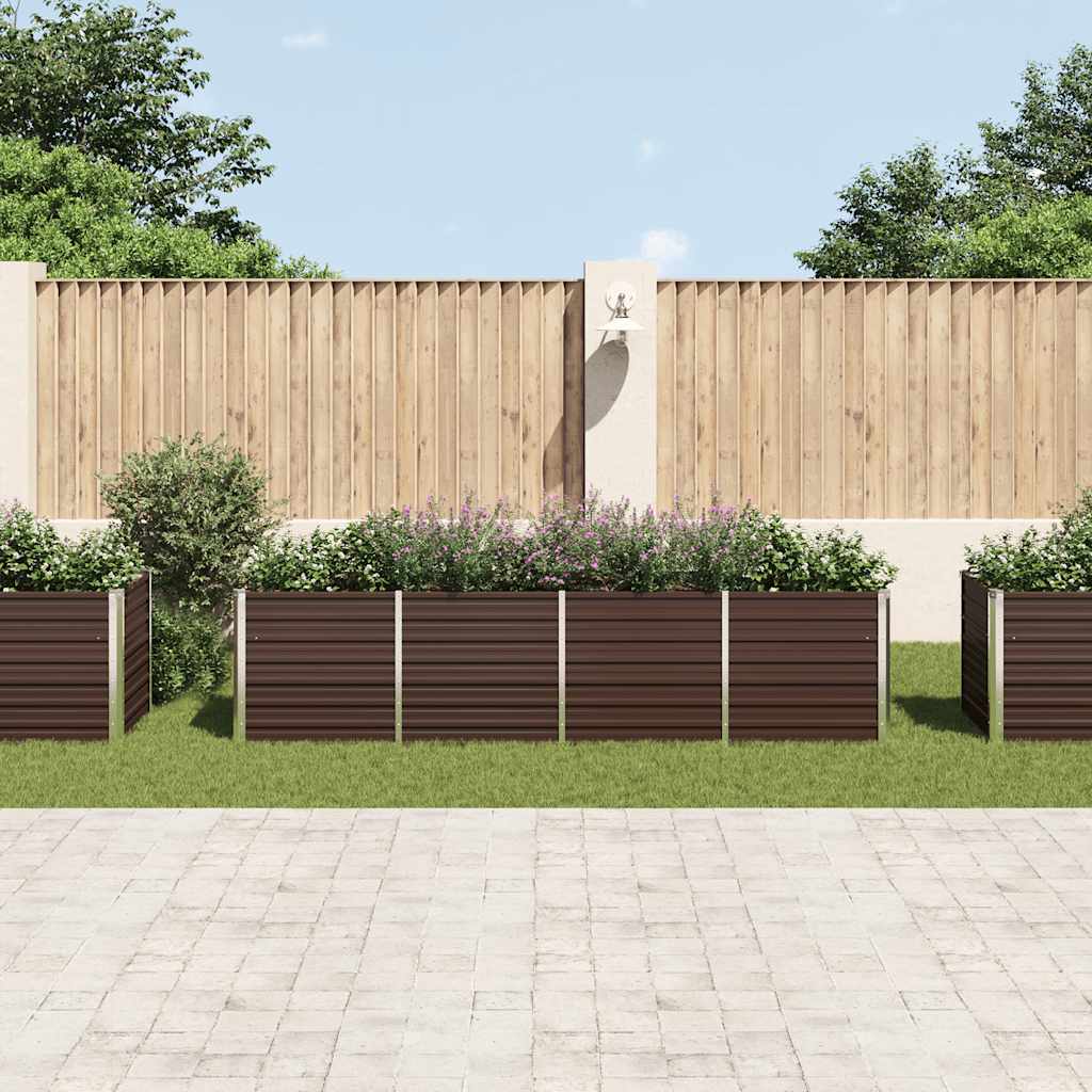 Garten-Hochbeet Braun 320 x 80 x 77 cm Verzinkter Stahl