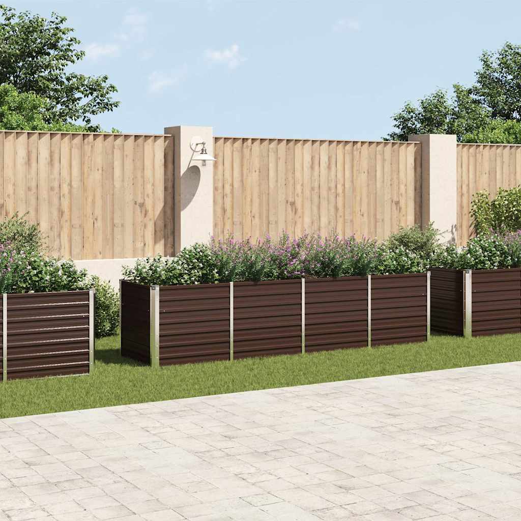 Garten-Hochbeet Braun 320 x 80 x 77 cm Verzinkter Stahl