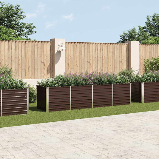 Garten-Hochbeet Braun 320 x 80 x 77 cm Verzinkter Stahl
