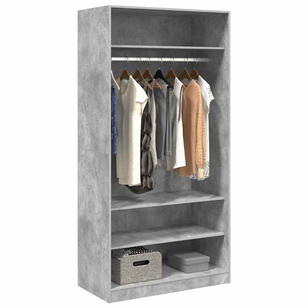 Kleiderschrank Betongrau 100x50x200 cm Holzwerkstoff