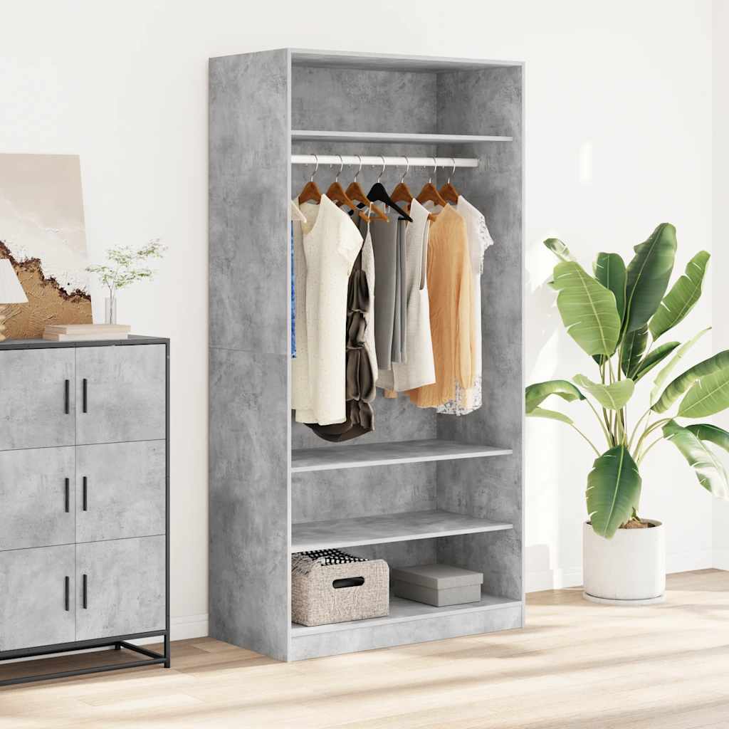 Kleiderschrank Betongrau 100x50x200 cm Holzwerkstoff