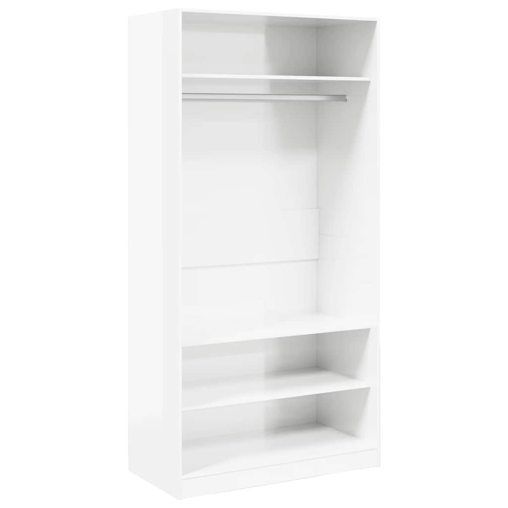 Kleiderschrank Hochglanz-Weiß 100x50x200 cm Holzwerkstoff