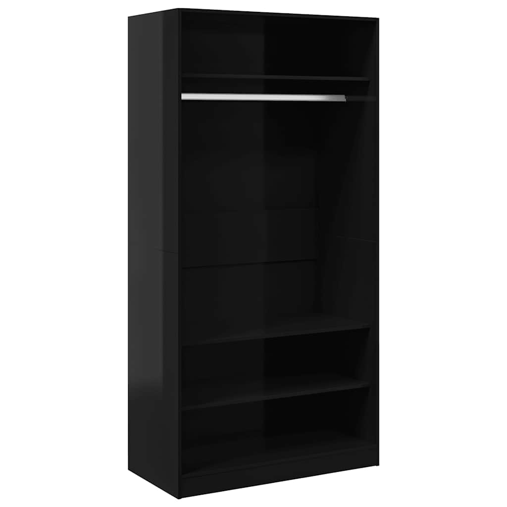 Kleiderschrank Hochglanz-Schwarz 100x50x200 cm Holzwerkstoff