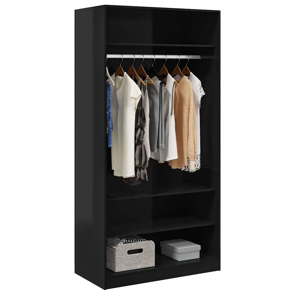 Kleiderschrank Hochglanz-Schwarz 100x50x200 cm Holzwerkstoff