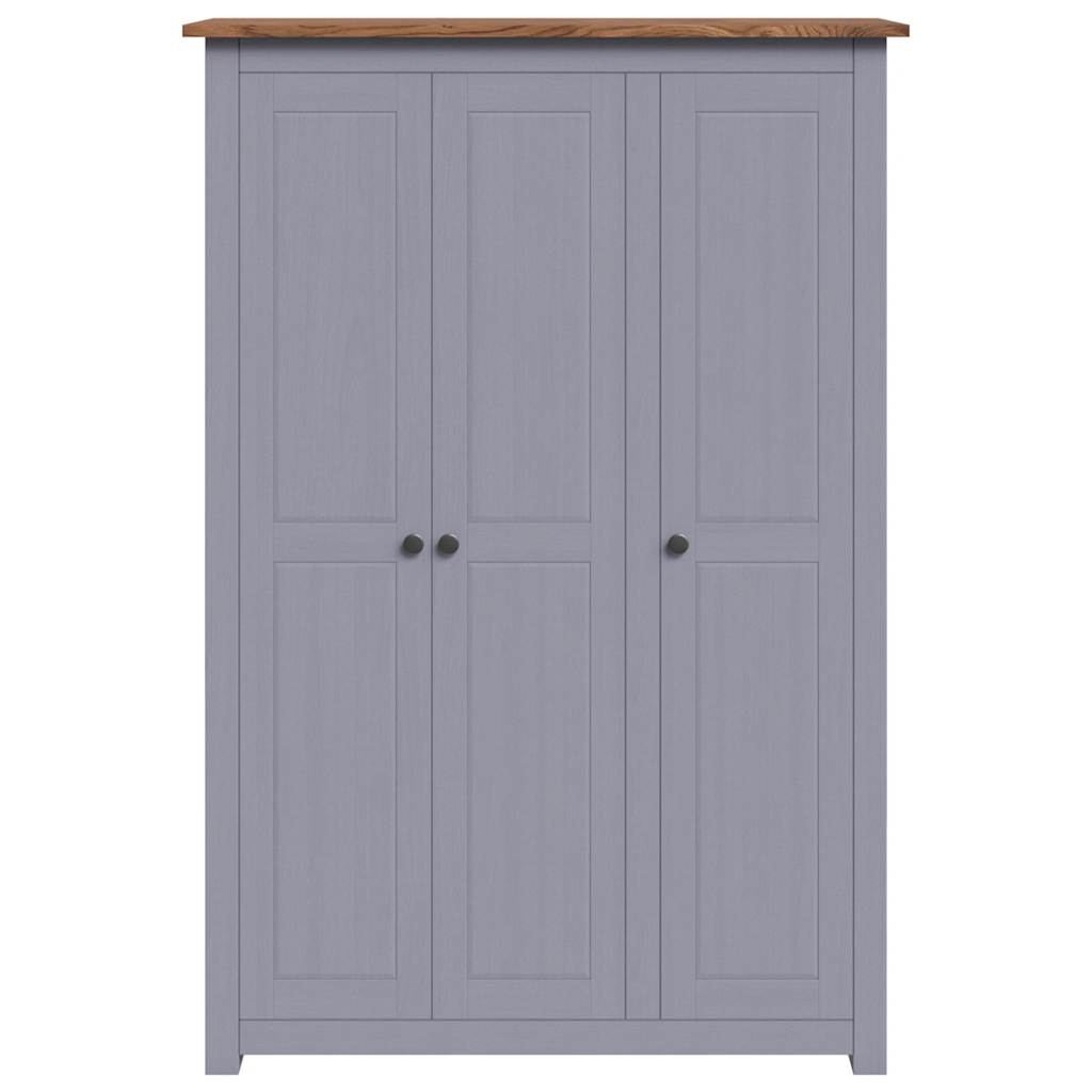 Kleiderschrank 3-Türig Grau 118×50×171,5 cm Kiefer Panama Serie