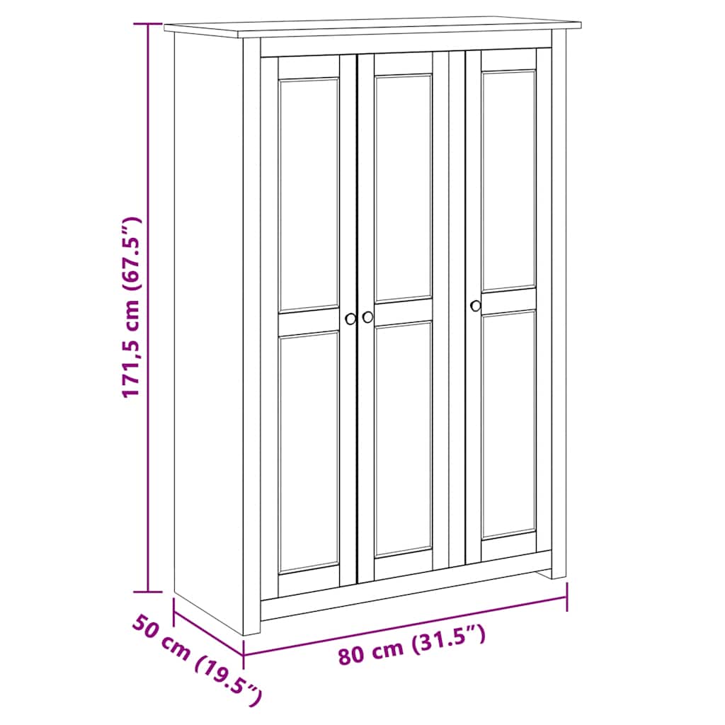 Kleiderschrank 3-Türig Grau 118×50×171,5 cm Kiefer Panama Serie