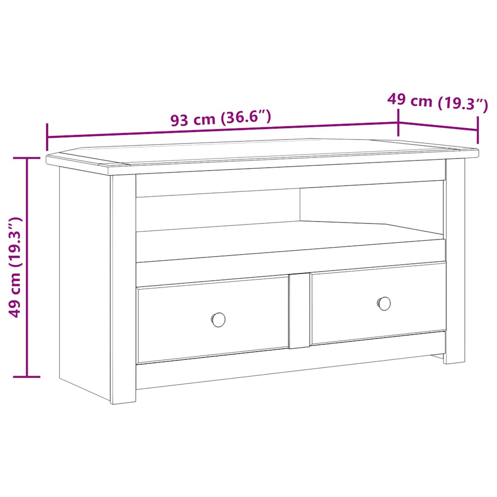 TV-Eckschrank 93 x 49 x 49 cm Massivholz Panama-Kiefer