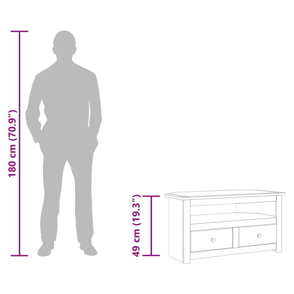 TV-Eckschrank 93 x 49 x 49 cm Massivholz Panama-Kiefer