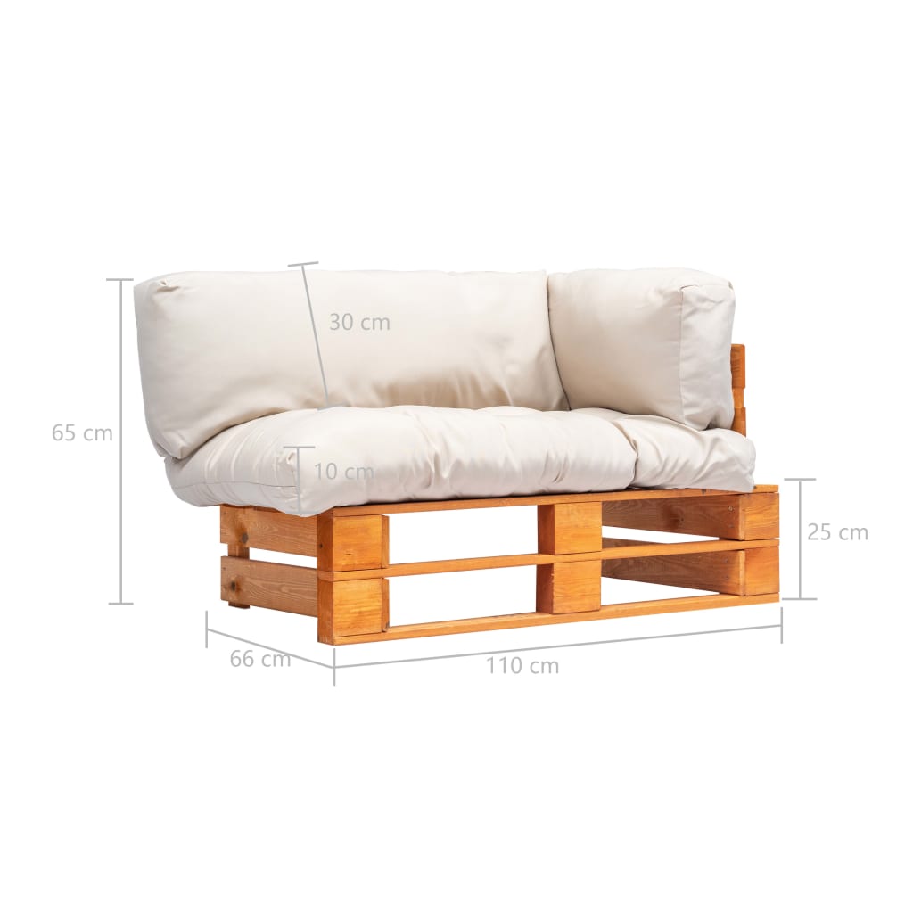Garten-Palettensofa mit Kissen in Sandfarben Kiefernholz