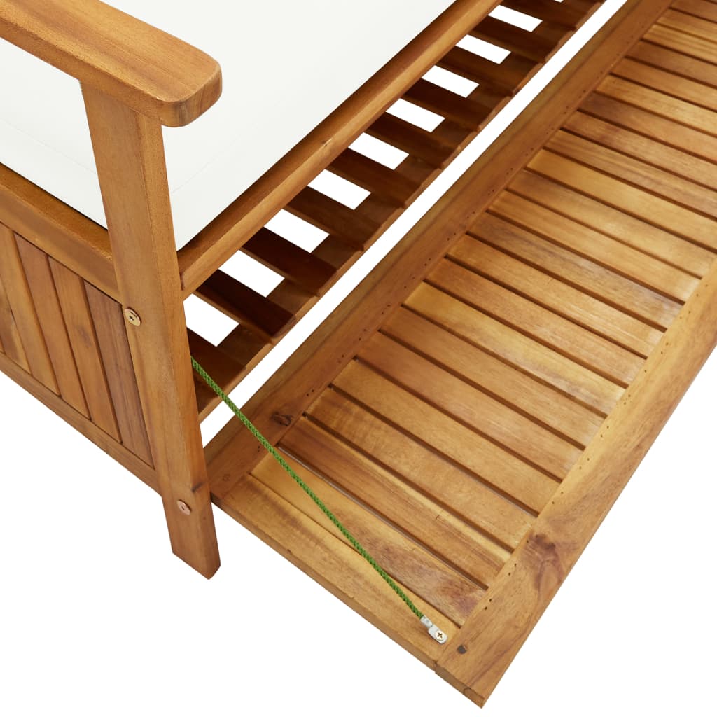Sitzbank mit Stauraum und Sitzpolster 148 cm Massivholz Akazie