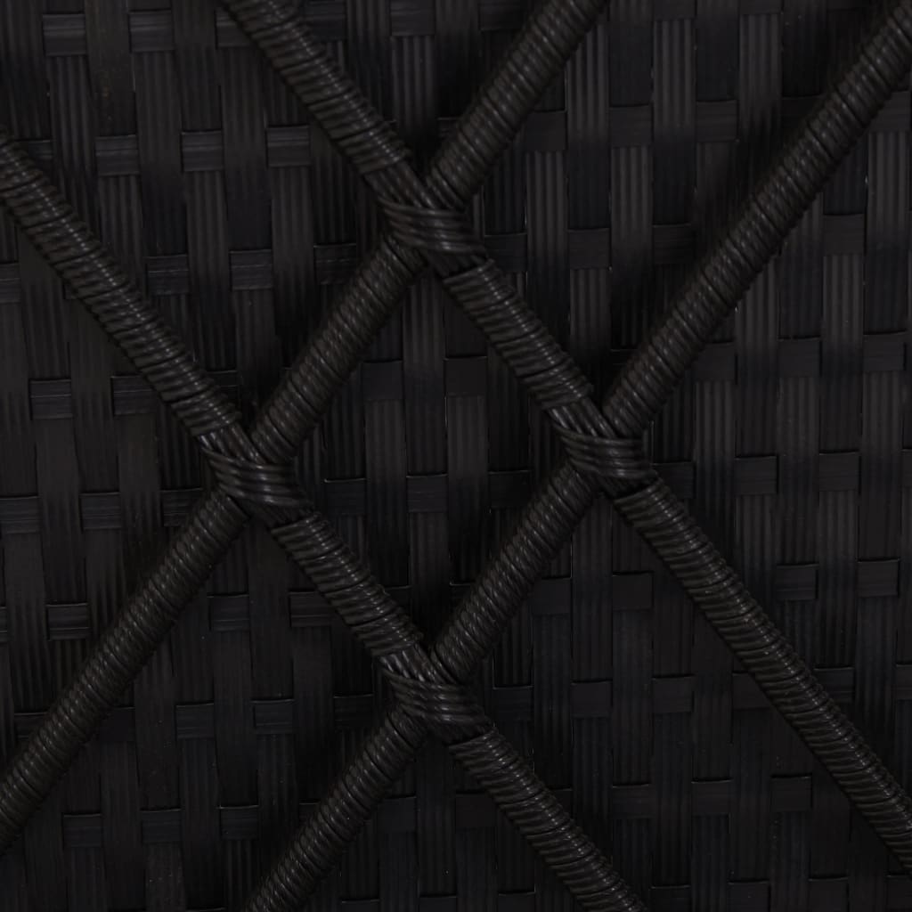 Sonnenliege mit Auflage Poly Rattan Schwarz