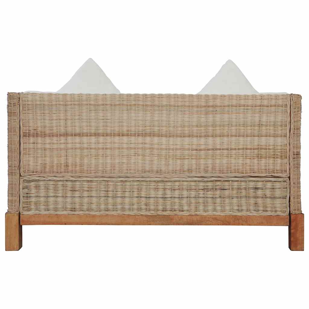 2-tlg. Sofagarnitur mit Auflagen Natur Rattan