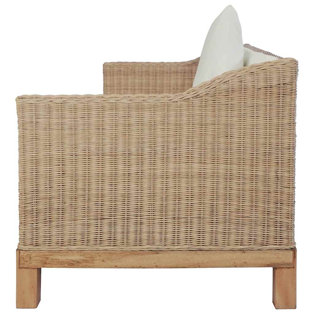 2-tlg. Sofagarnitur mit Auflagen Natur Rattan