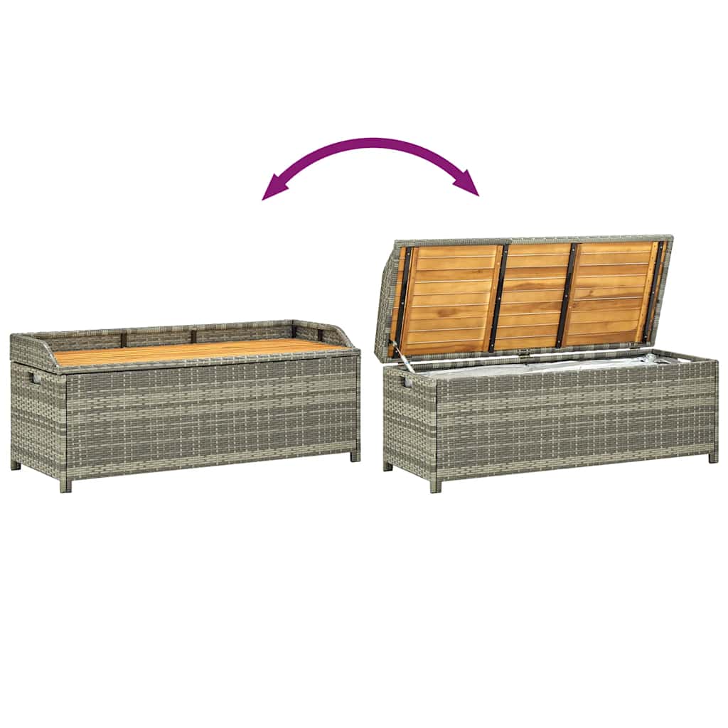 Gartenbank mit Stauraum 120 cm Poly Rattan Grau