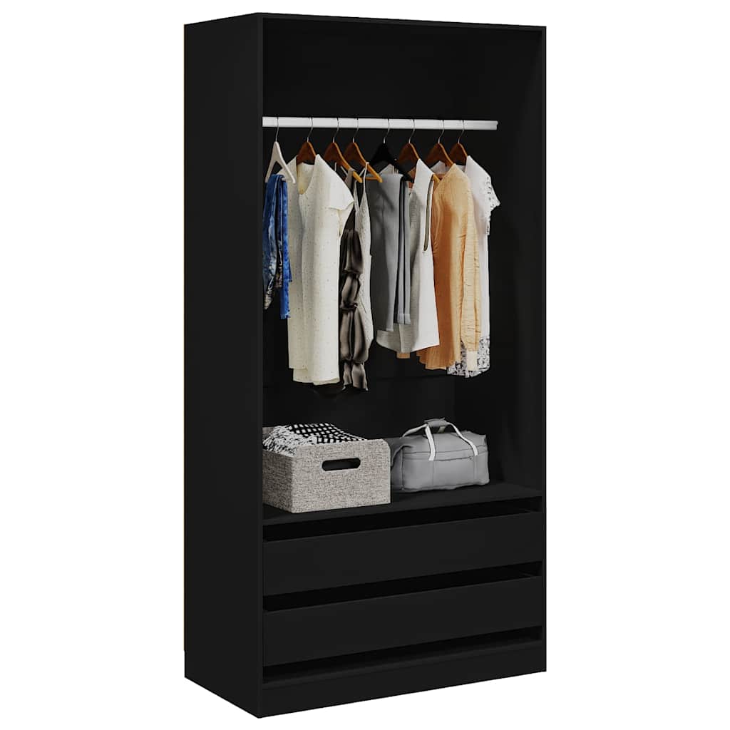 Kleiderschrank Schwarz 100x50x200 cm Holzwerkstoff