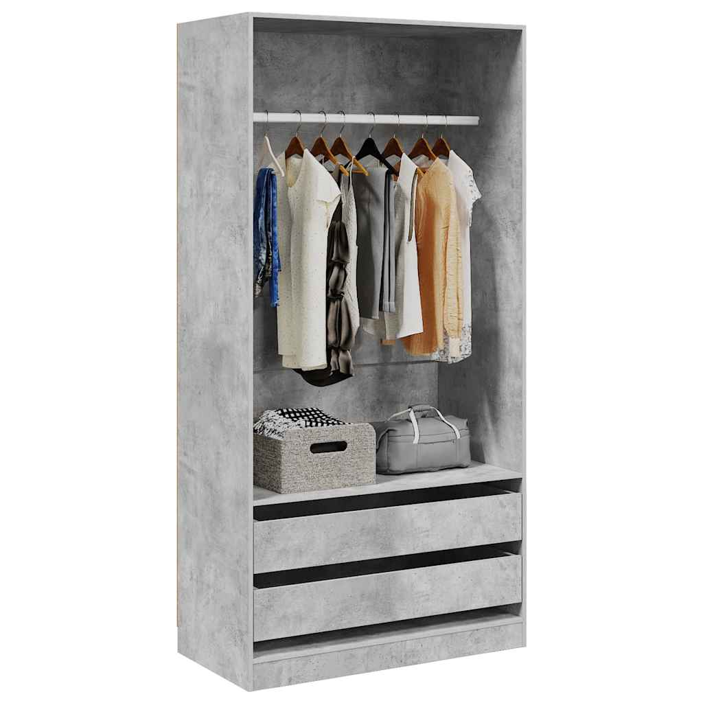 Kleiderschrank Betongrau 100x50x200 cm Holzwerkstoff
