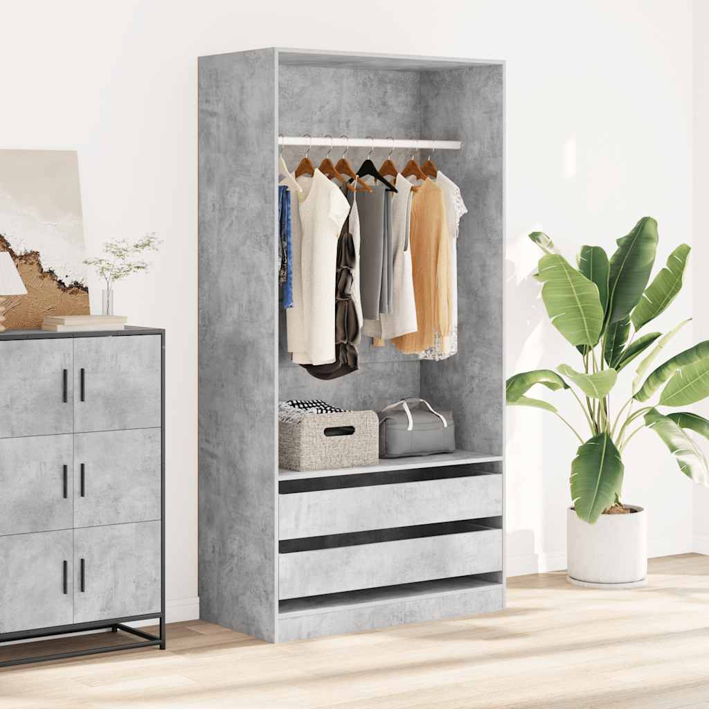 Kleiderschrank Betongrau 100x50x200 cm Holzwerkstoff