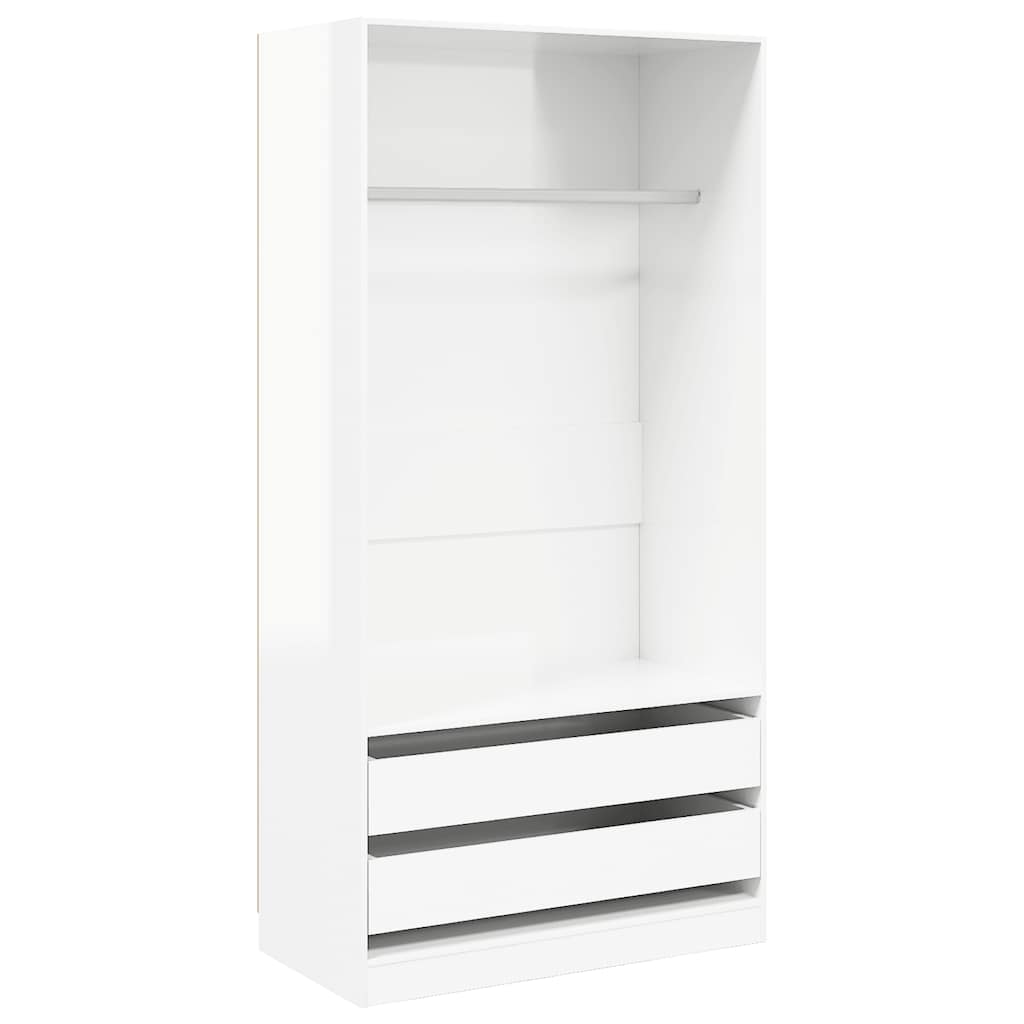 Kleiderschrank Hochglanz-Weiß 100x50x200 cm Holzwerkstoff