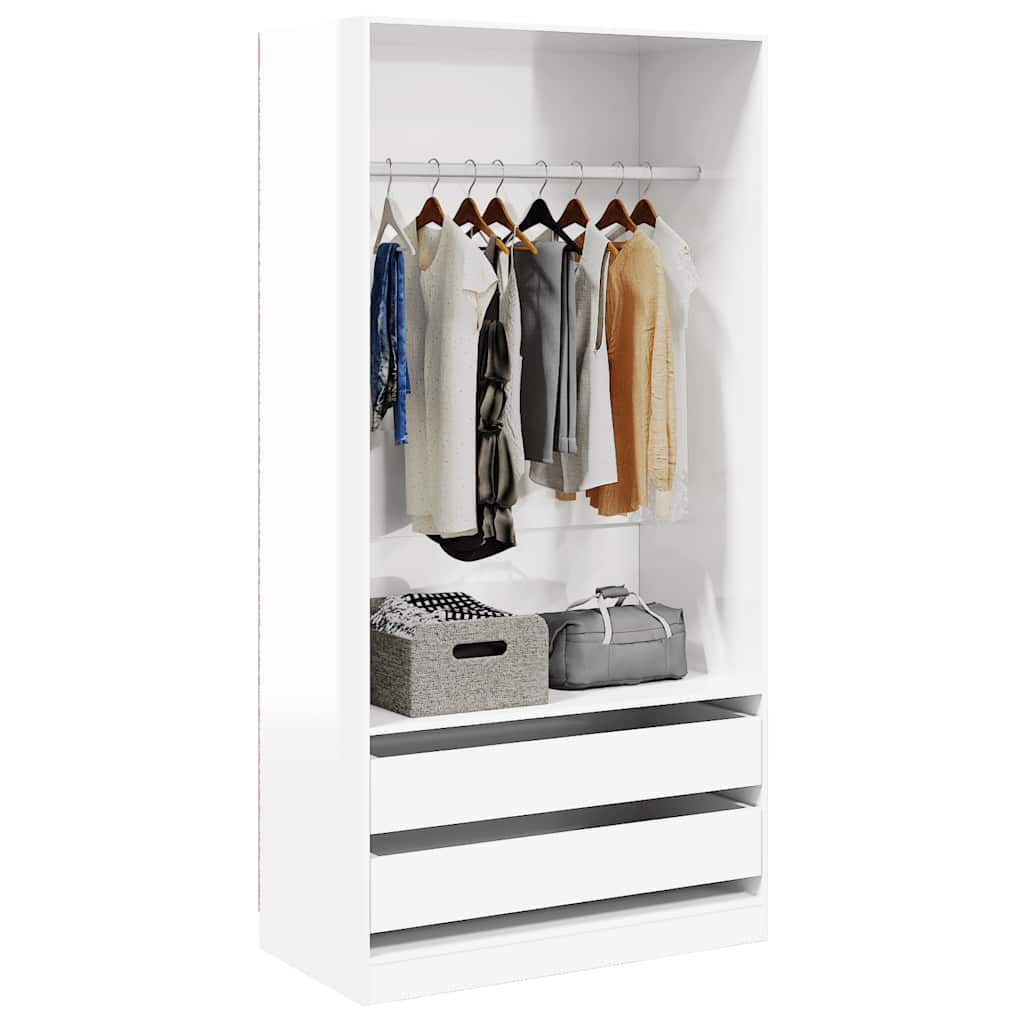 Kleiderschrank Hochglanz-Weiß 100x50x200 cm Holzwerkstoff
