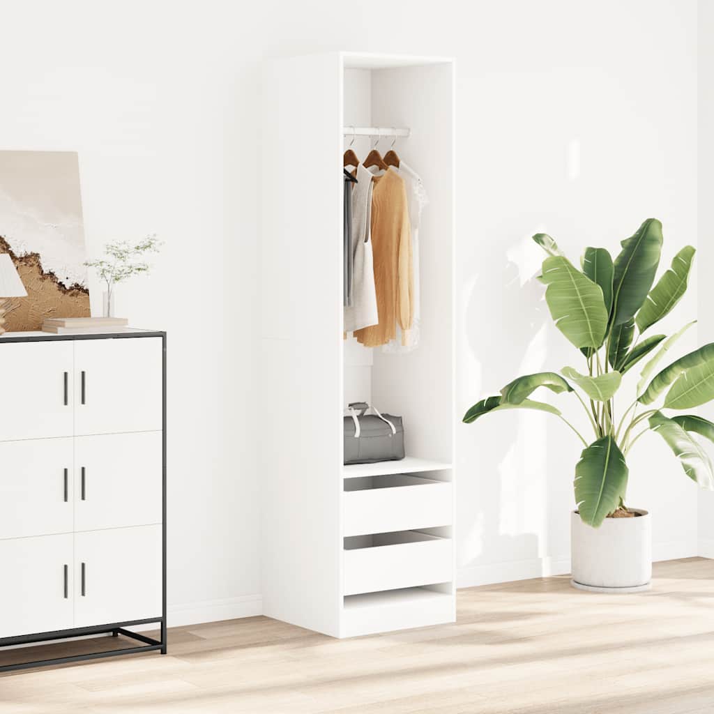 Kleiderschrank mit Schubladen Weiß 50x50x200 cm Holzwerkstoff