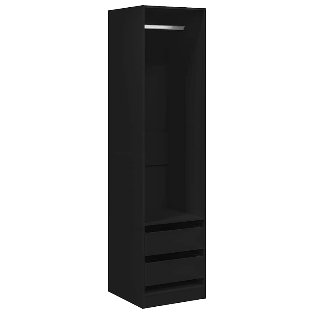 Kleiderschrank mit Schubladen Schwarz 50x50x200cm Holzwerkstoff