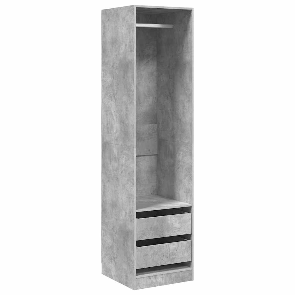 Kleiderschrank Schubladen Betongrau 50x50x200cm Holzwerkstoff