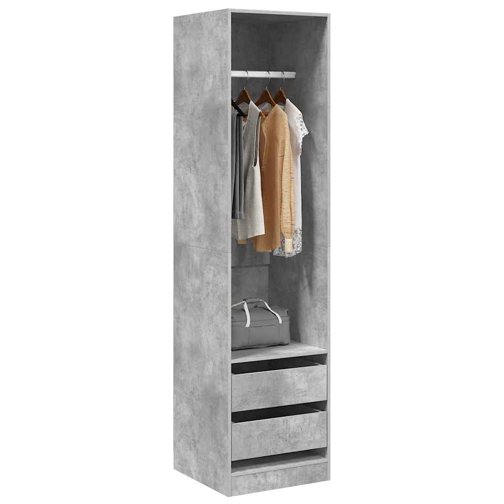 Kleiderschrank Schubladen Betongrau 50x50x200cm Holzwerkstoff