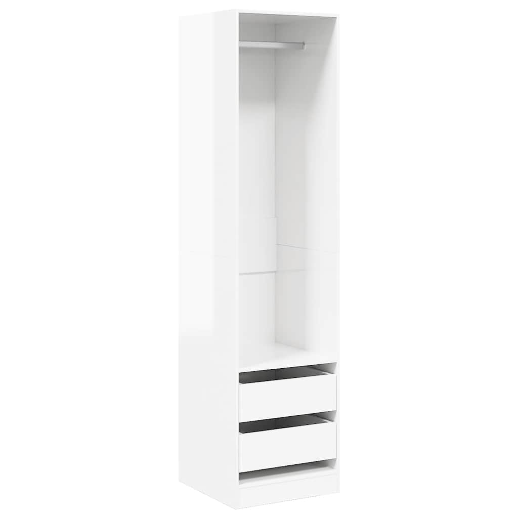 Kleiderschrank mit Schubladen Hochglanz-Weiß 50x50x200 cm