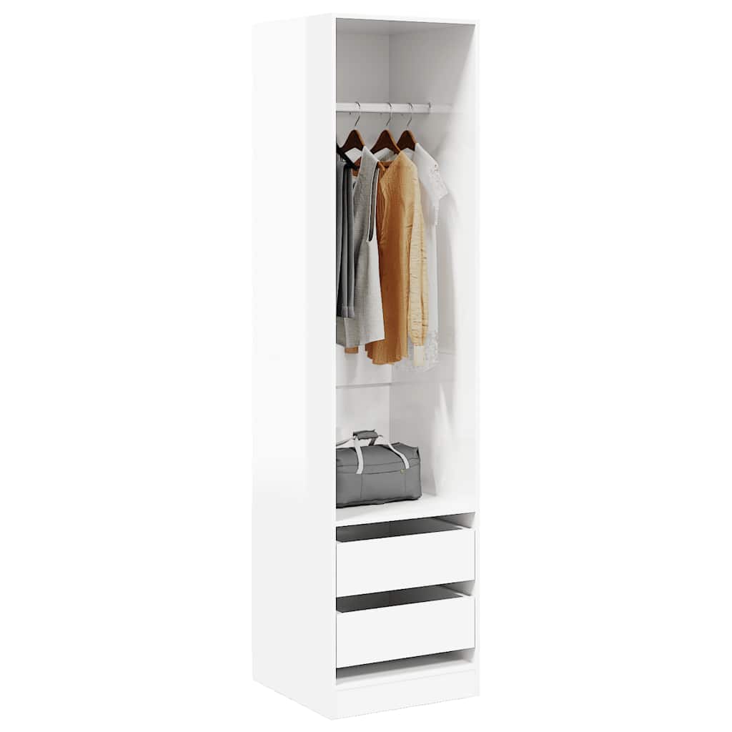 Kleiderschrank mit Schubladen Hochglanz-Weiß 50x50x200 cm
